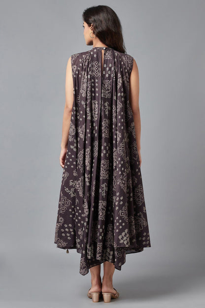 Dark Brown Chocker Neck Maxi Dress - wforwoman