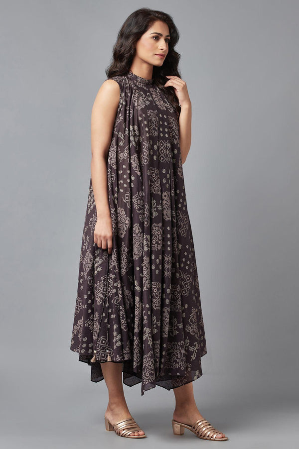 Dark Brown Chocker Neck Maxi Dress