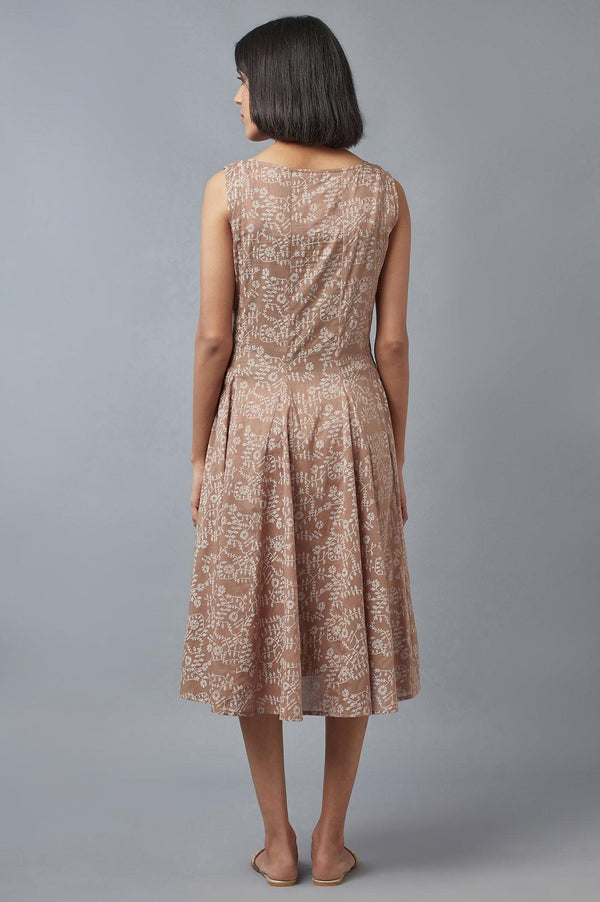 Beige Flared kurta with Godets and V-neck