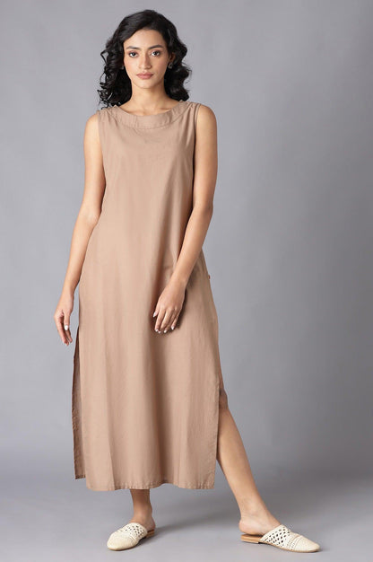 Beige draped Jacket With Straight Solid kurta - wforwoman