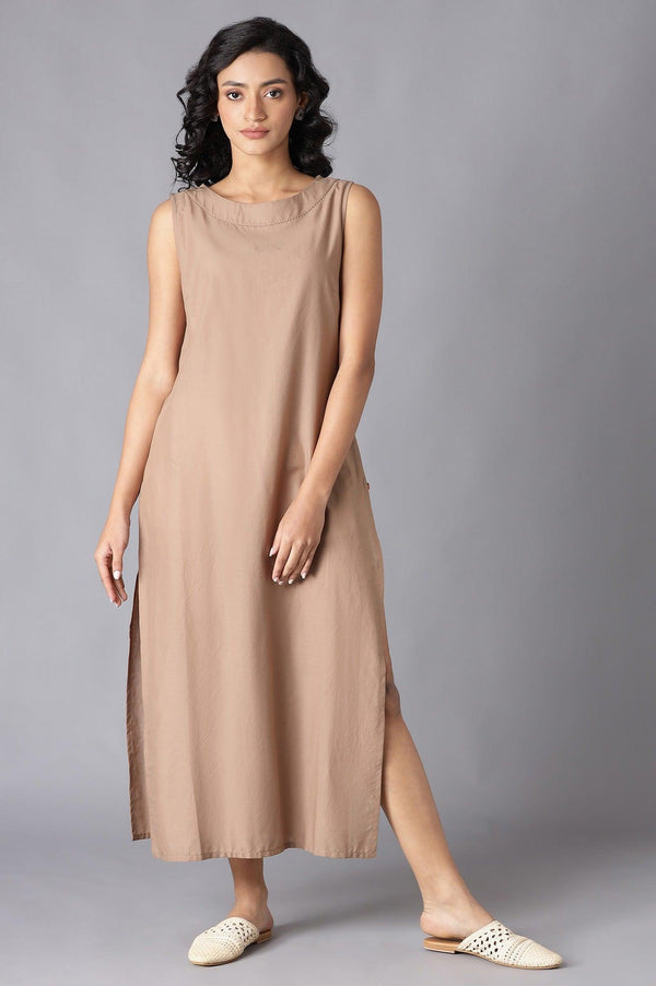 Beige draped Jacket With Straight Solid kurta