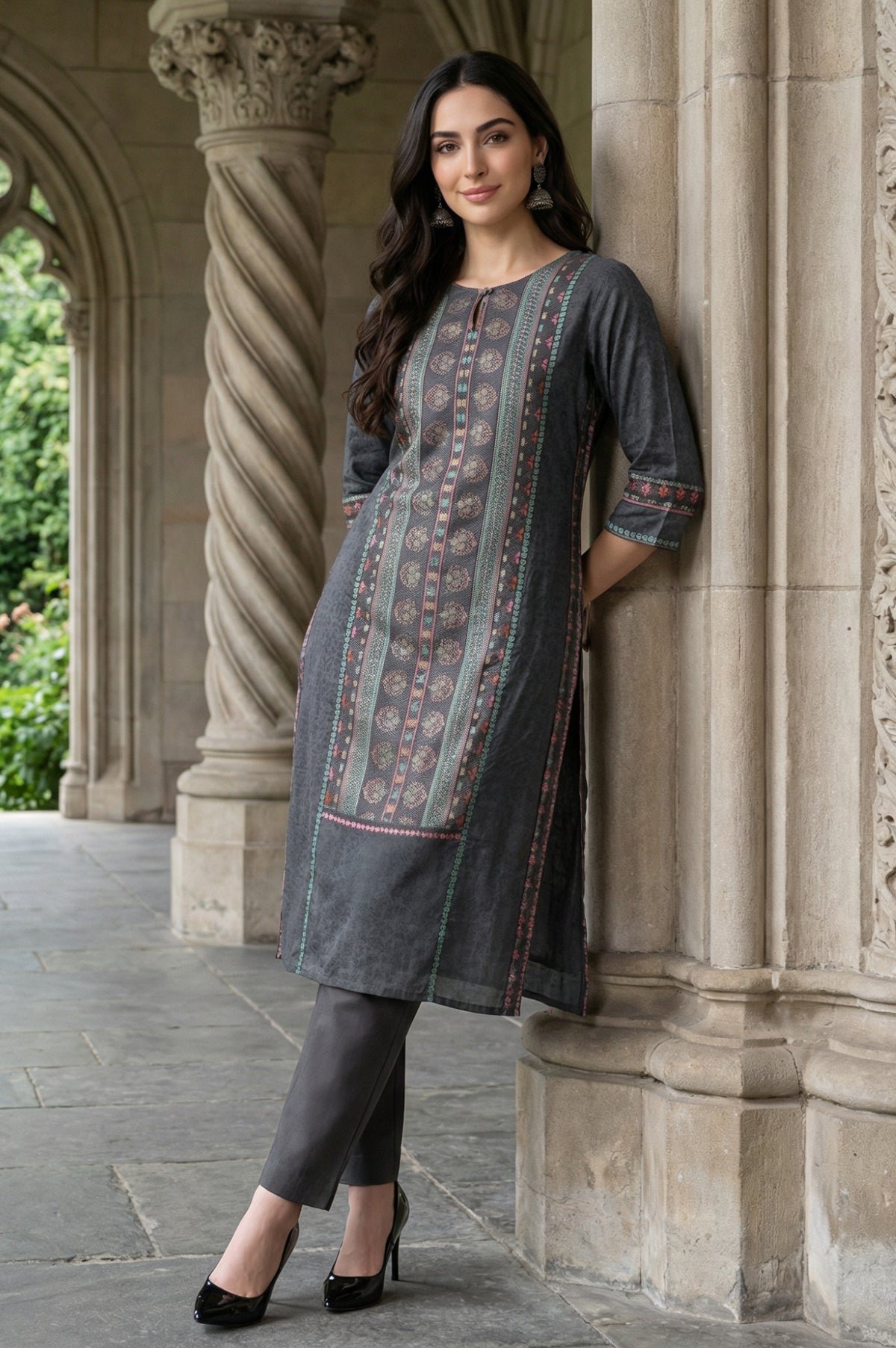 Forged Iron Grey Printed kurta
