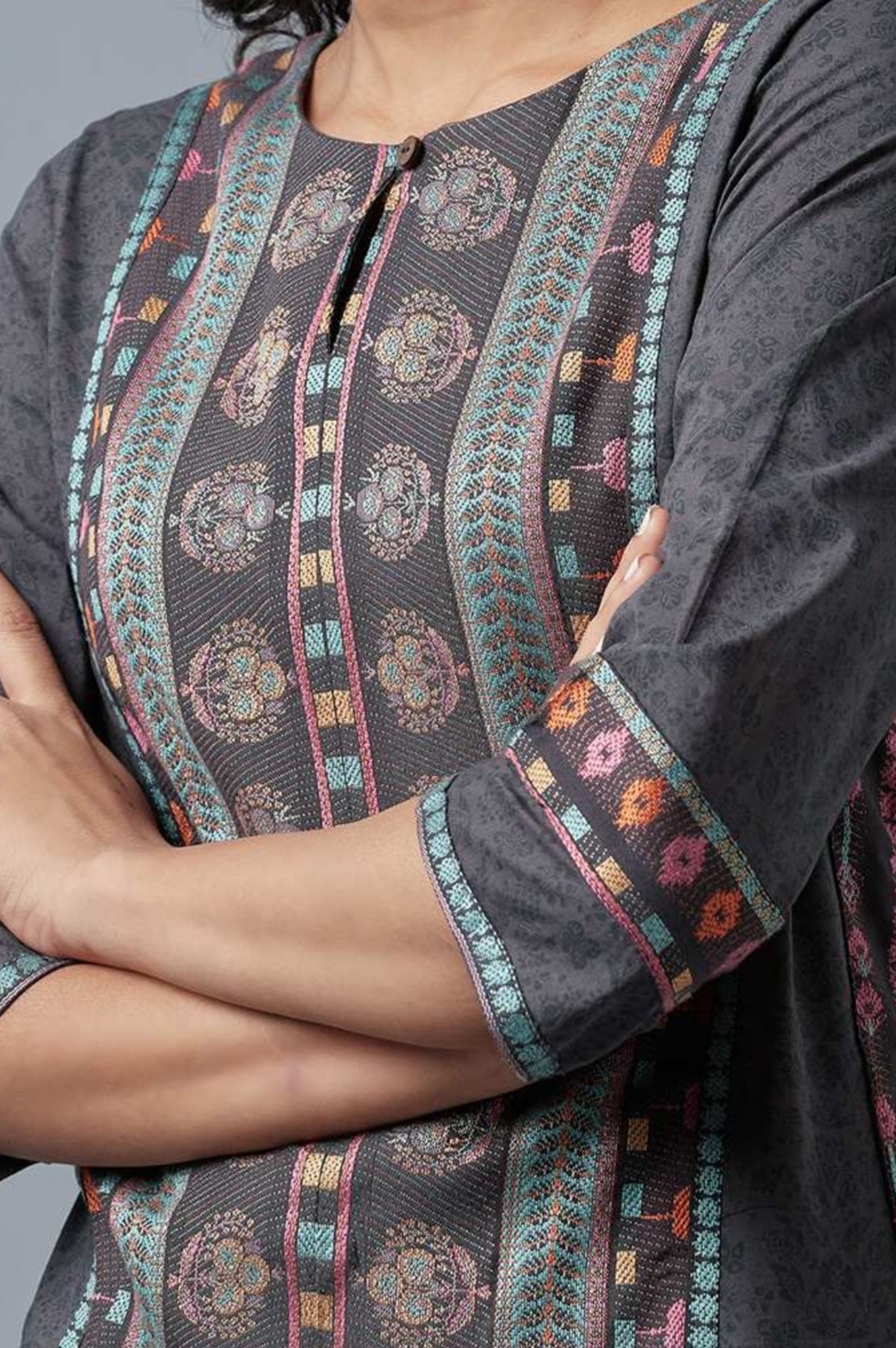 Forged Iron Grey Printed kurta