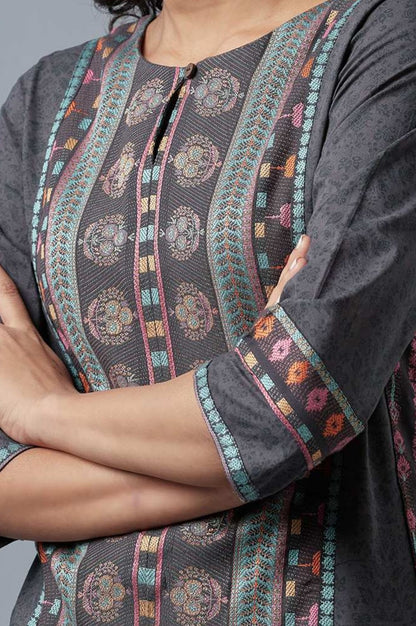 Forged Iron Grey Printed kurta