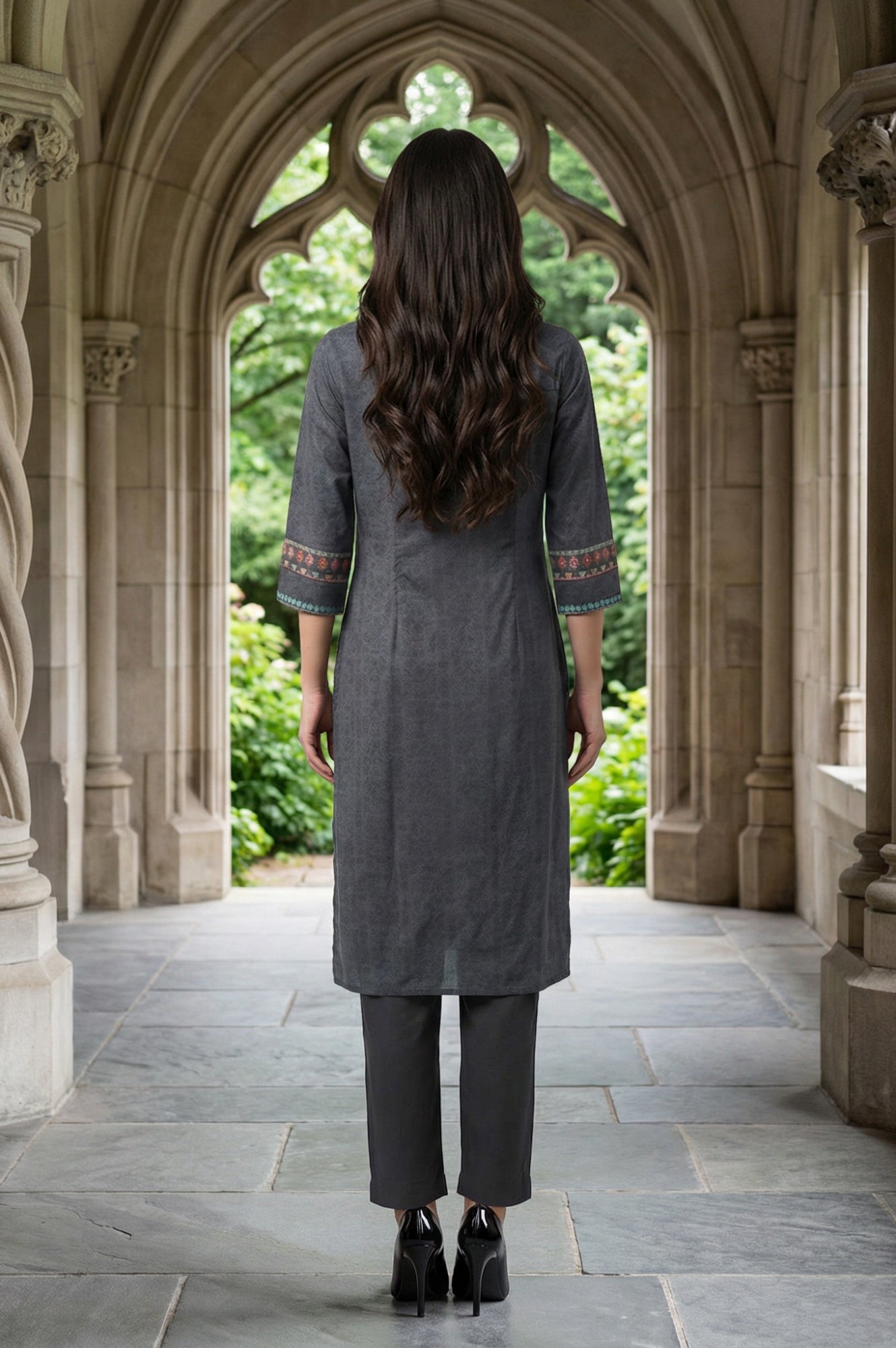 Forged Iron Grey Printed kurta