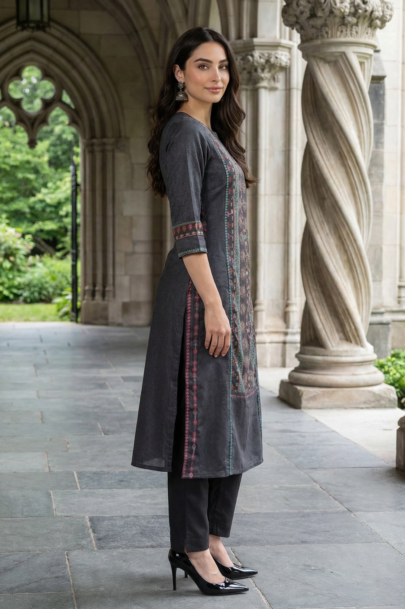 Forged Iron Grey Printed kurta