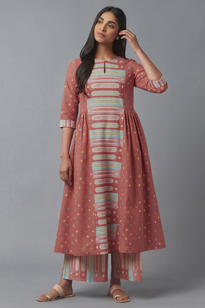 Apricot Orange Flared kurta