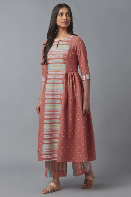Apricot Orange Flared kurta