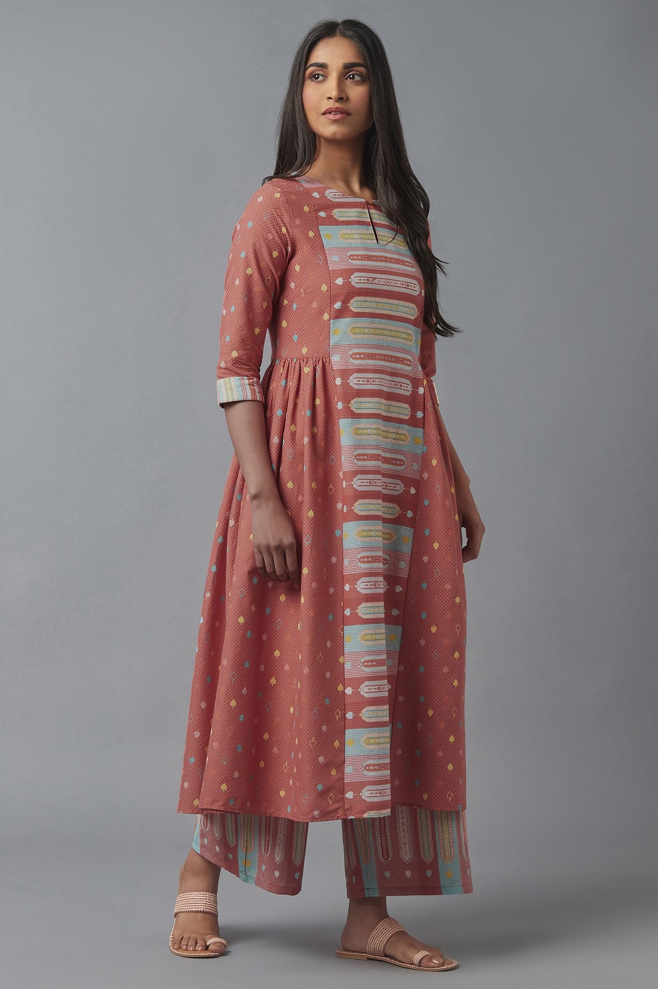 Apricot Orange Flared kurta