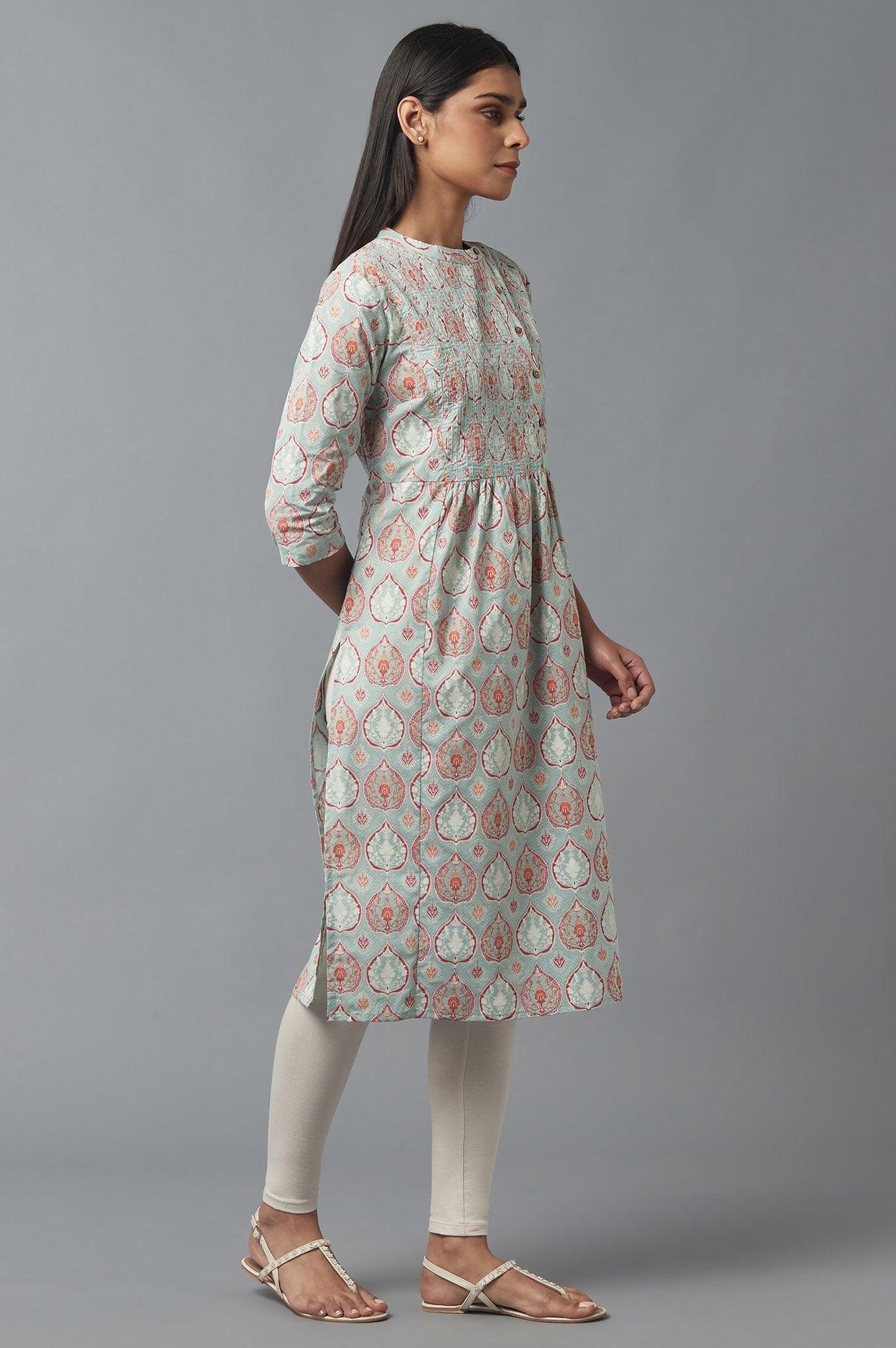 Harbour Green Printed kurta - wforwoman