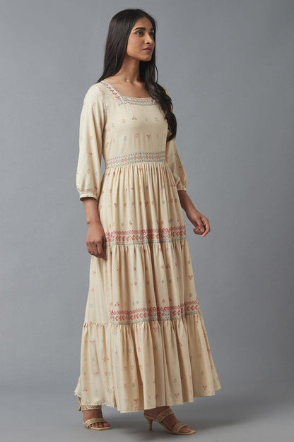 Ecru Tiered Dress - wforwoman
