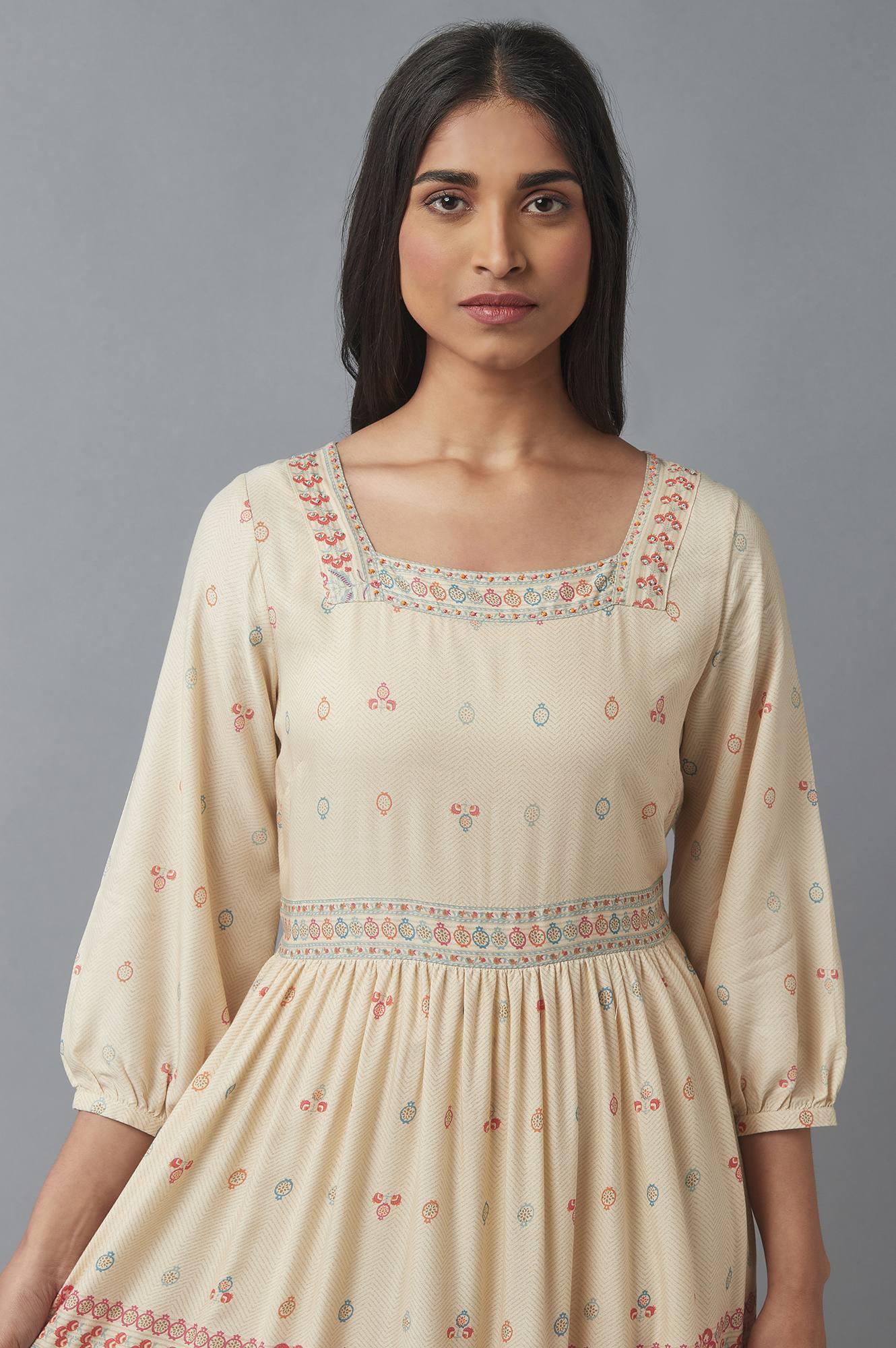 Ecru Tiered Dress - wforwoman