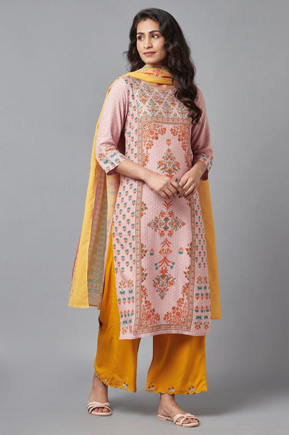Light Pink Floral kurta with Sequin Work - wforwoman