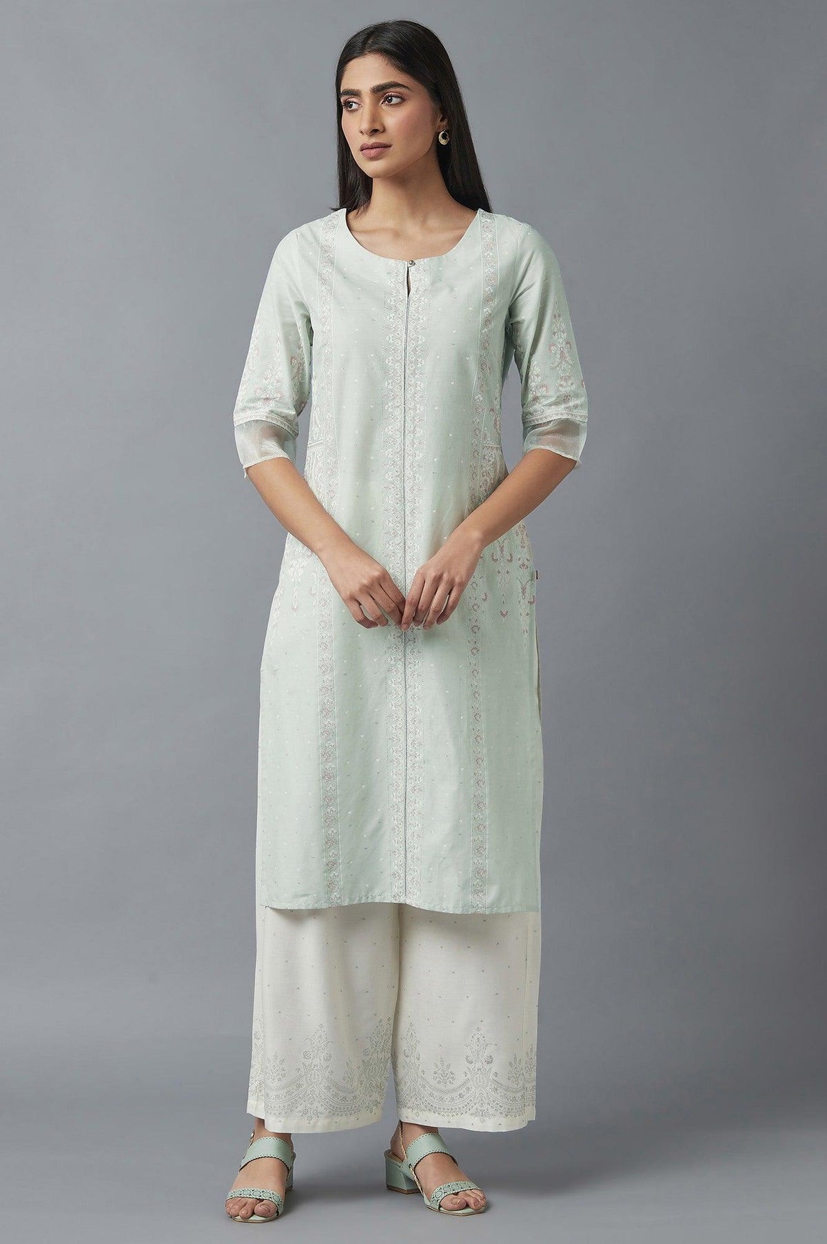Subtle Green Printed kurta - XS