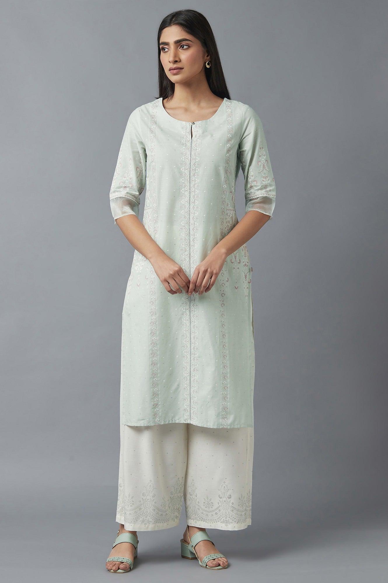 Subtle Green Printed kurta - wforwoman