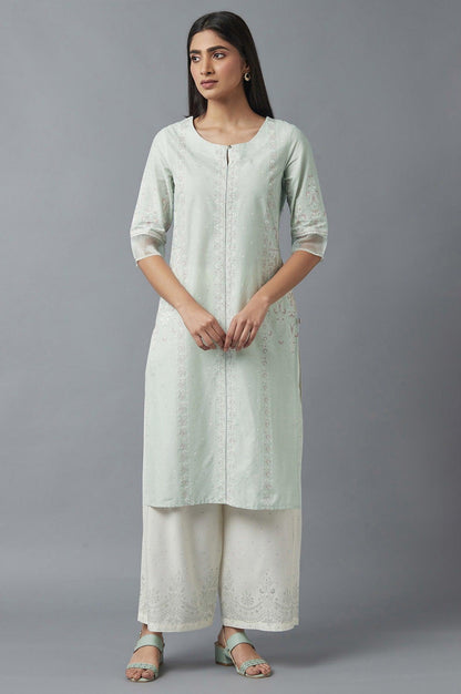 Subtle Green Printed kurta - wforwoman