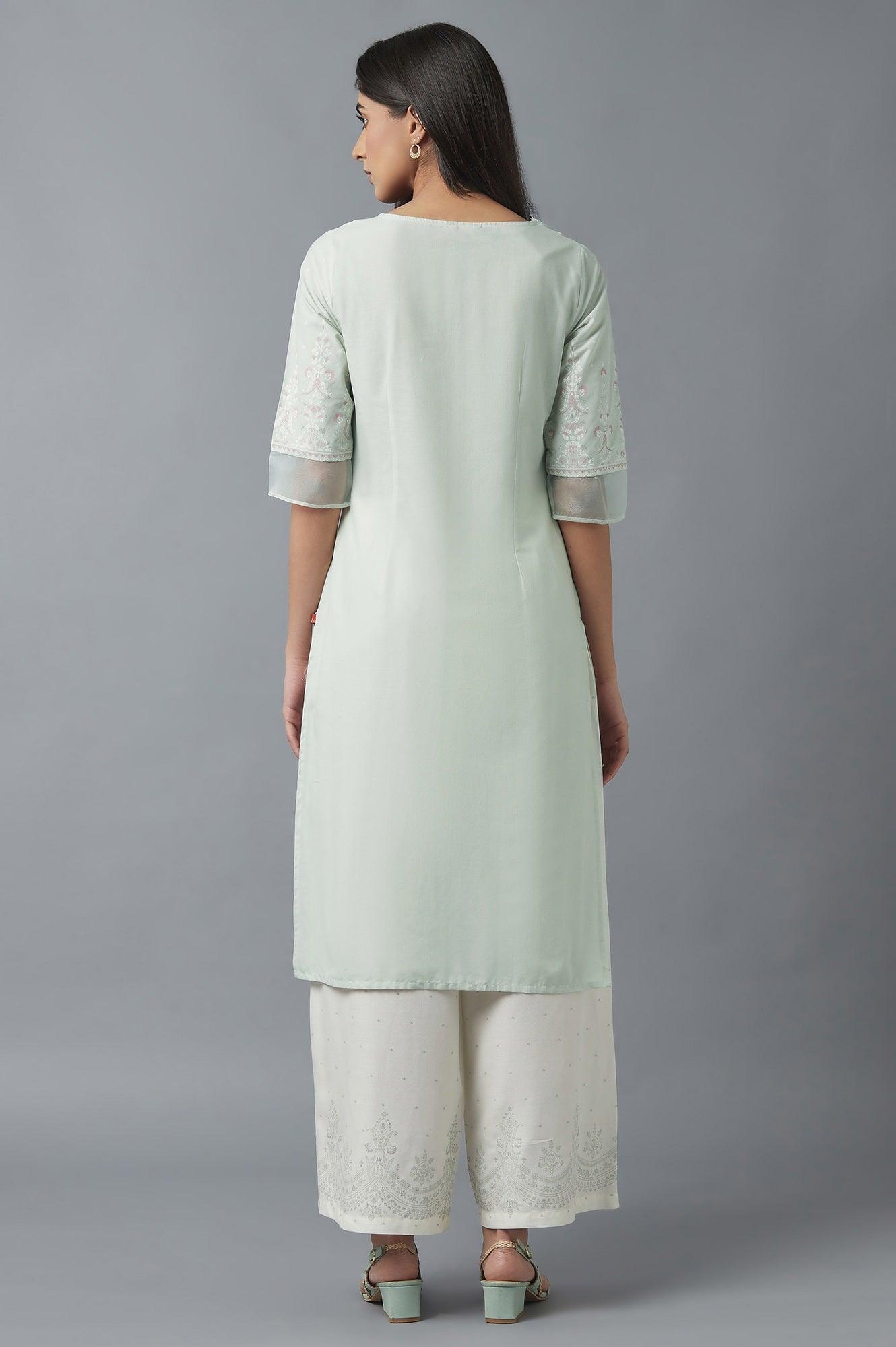 Subtle Green Printed kurta - wforwoman