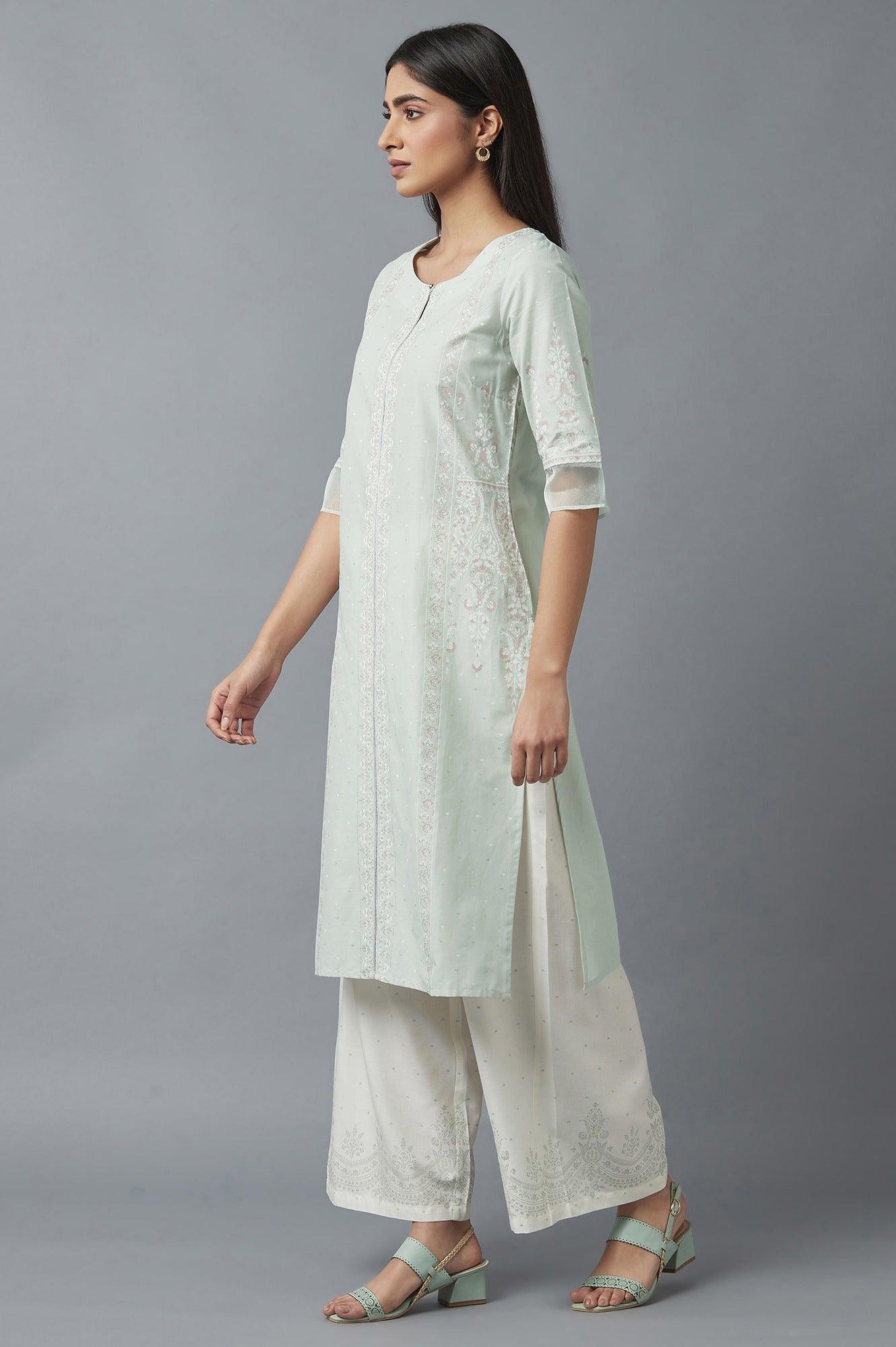Subtle Green Printed kurta - wforwoman