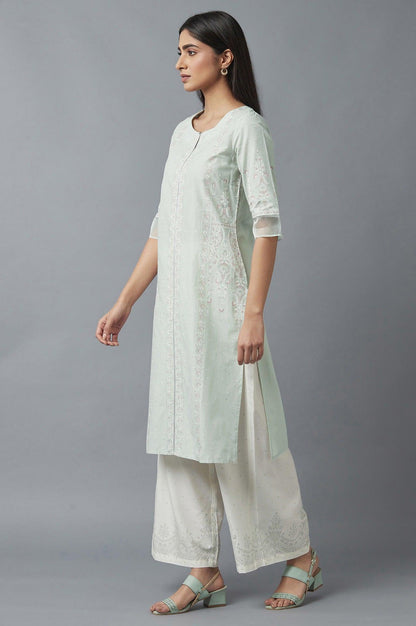Subtle Green Printed kurta - wforwoman