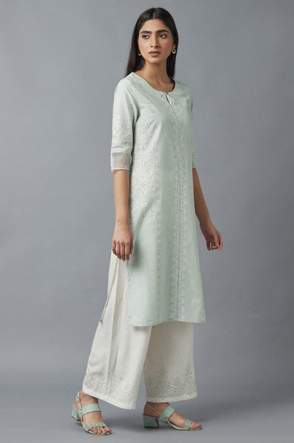 Subtle Green Printed kurta - wforwoman