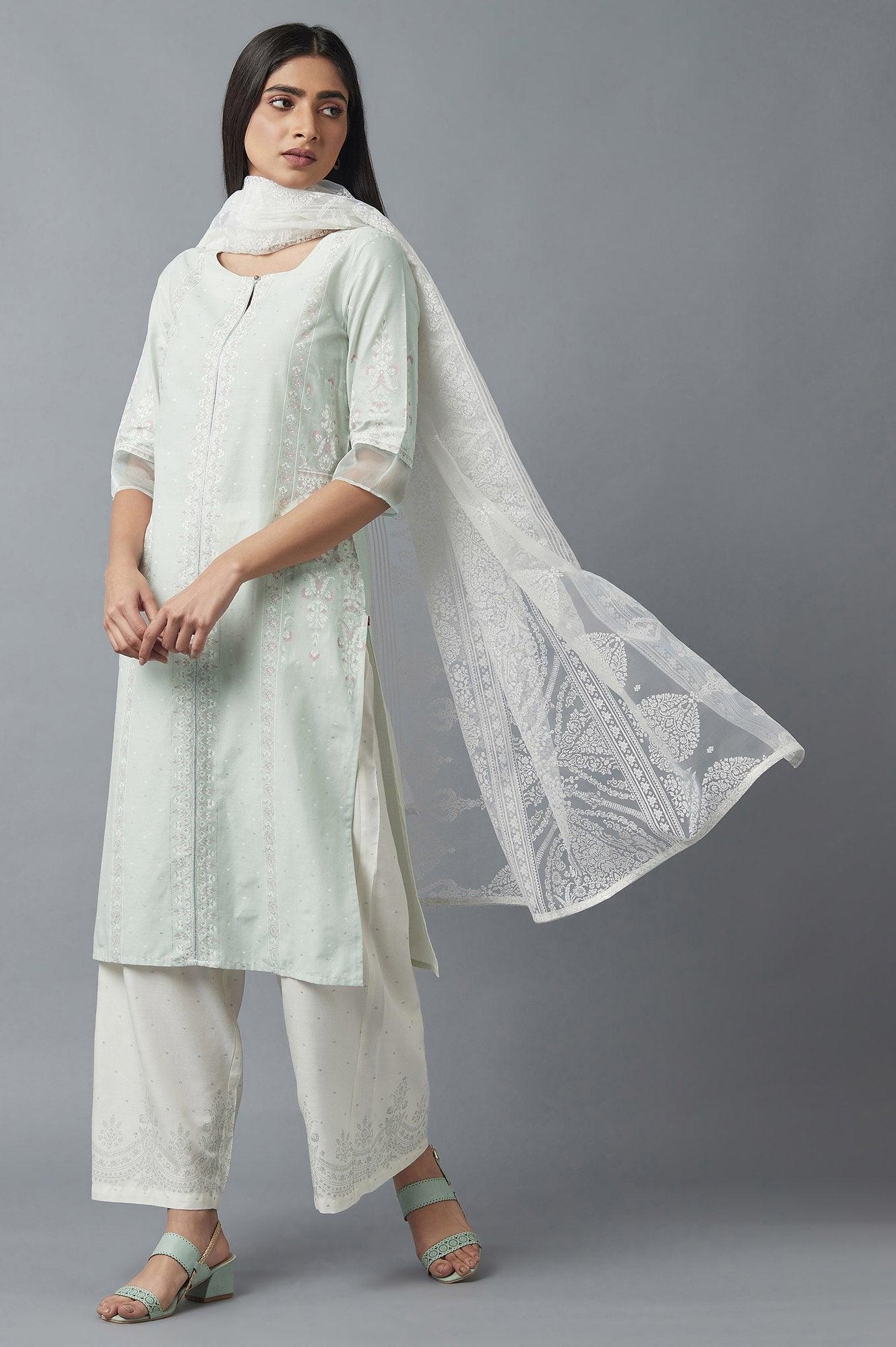 Subtle Green Printed kurta - wforwoman