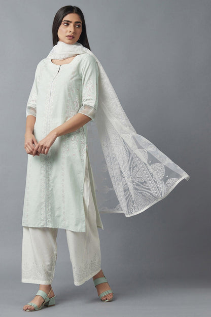 Subtle Green Printed kurta - wforwoman
