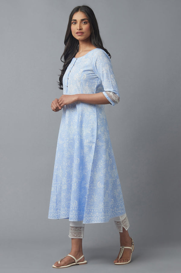 Skyway Blue Printed kurta