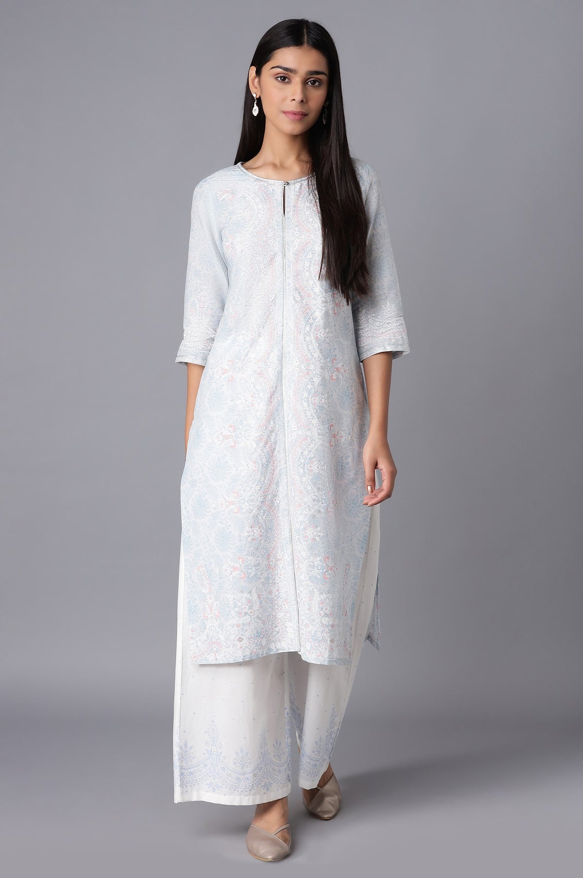 Light Blue Printed kurta - XS