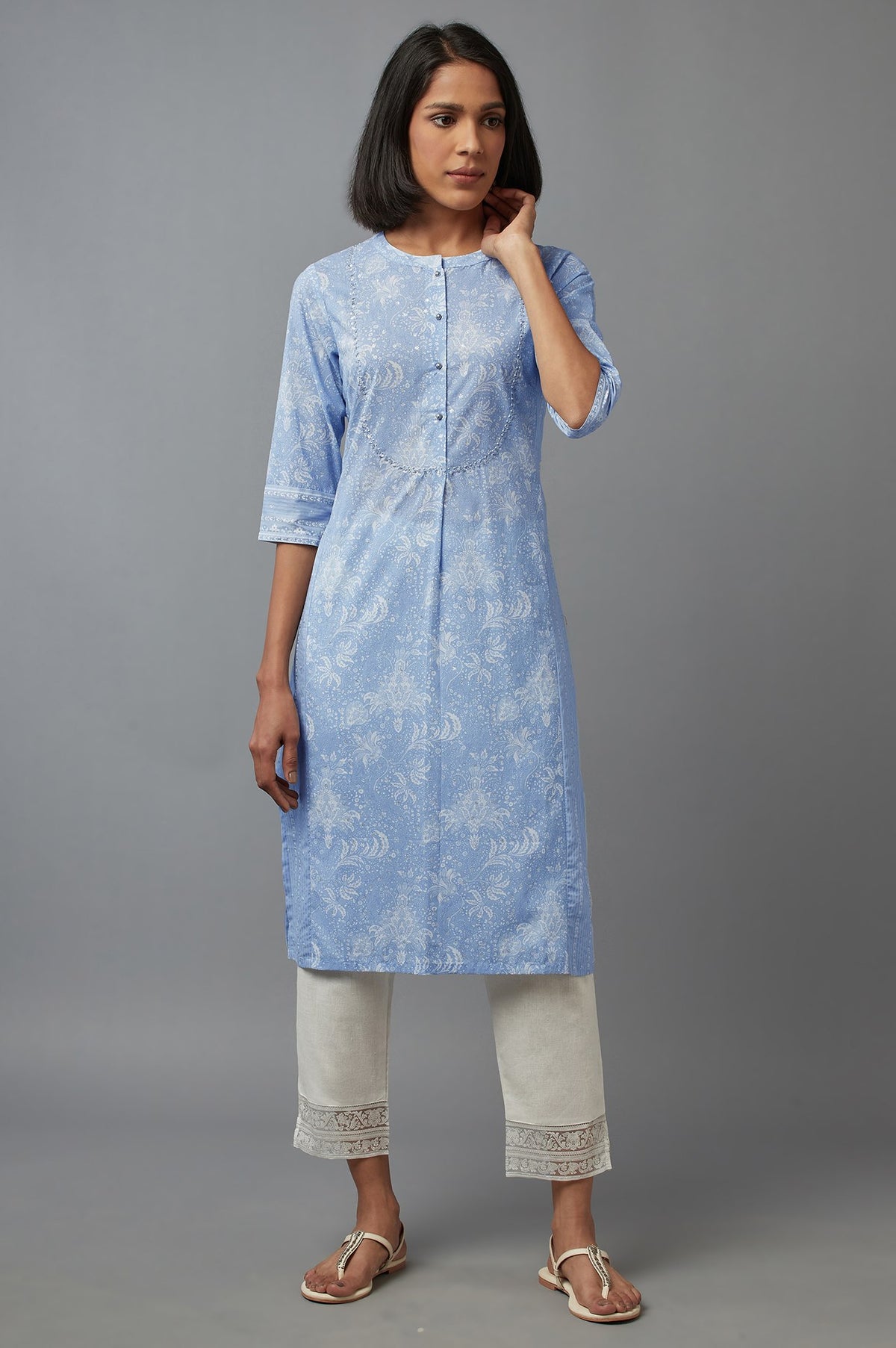 Skyway Blue Printed kurta - XS