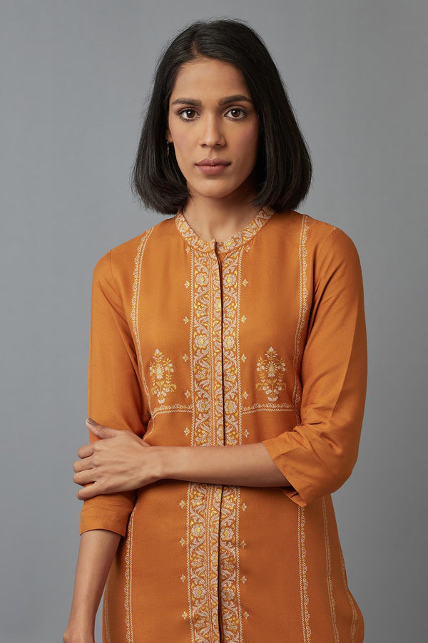 Mustard Printed kurta