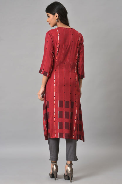 Tango Red Rayon Dobby kurta - wforwoman