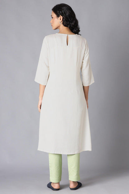 White Printed A-Line kurta - wforwoman