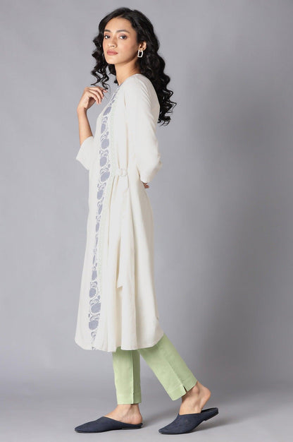 White Printed A-Line kurta - wforwoman