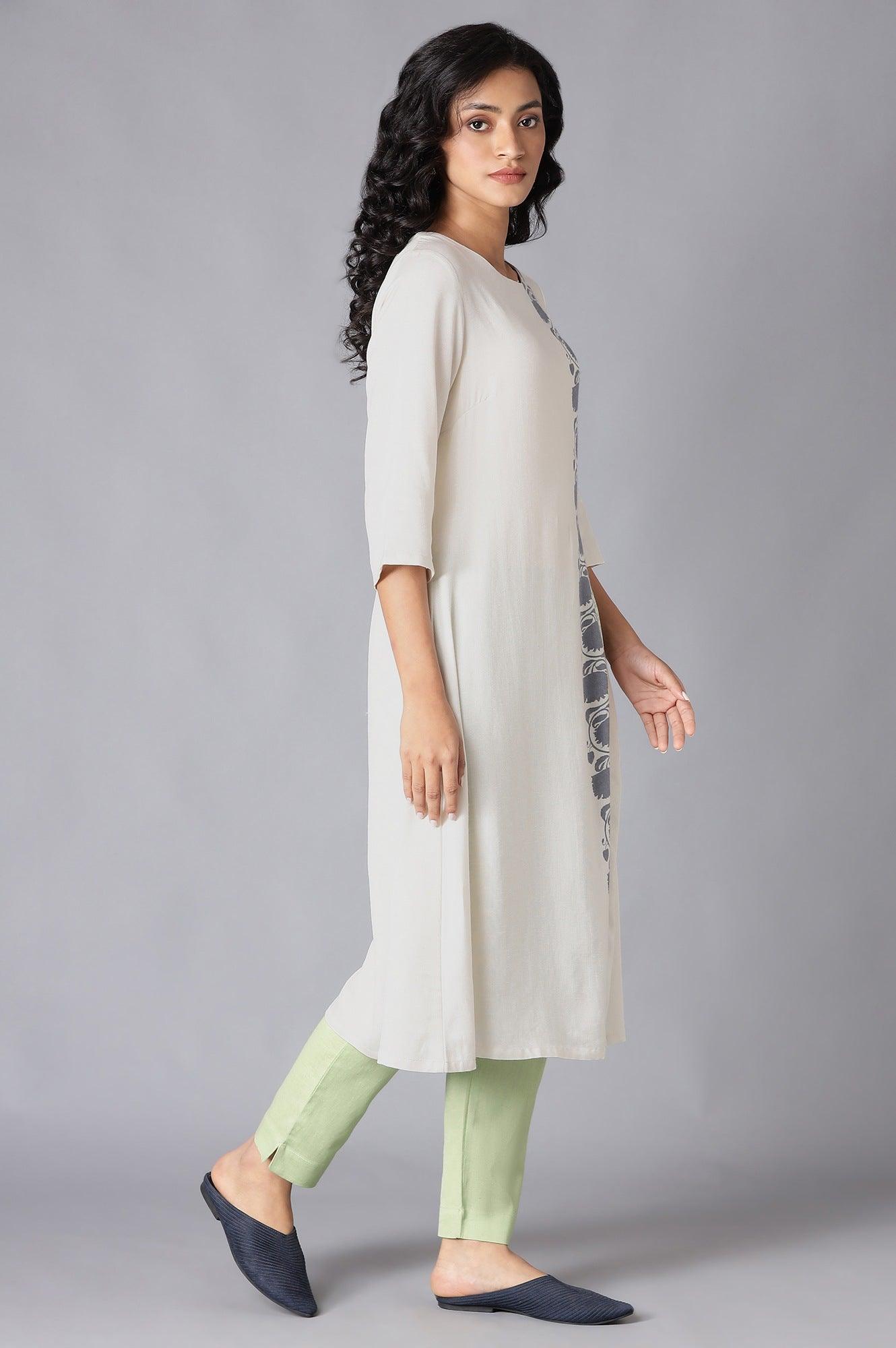 White Printed A-Line kurta - wforwoman