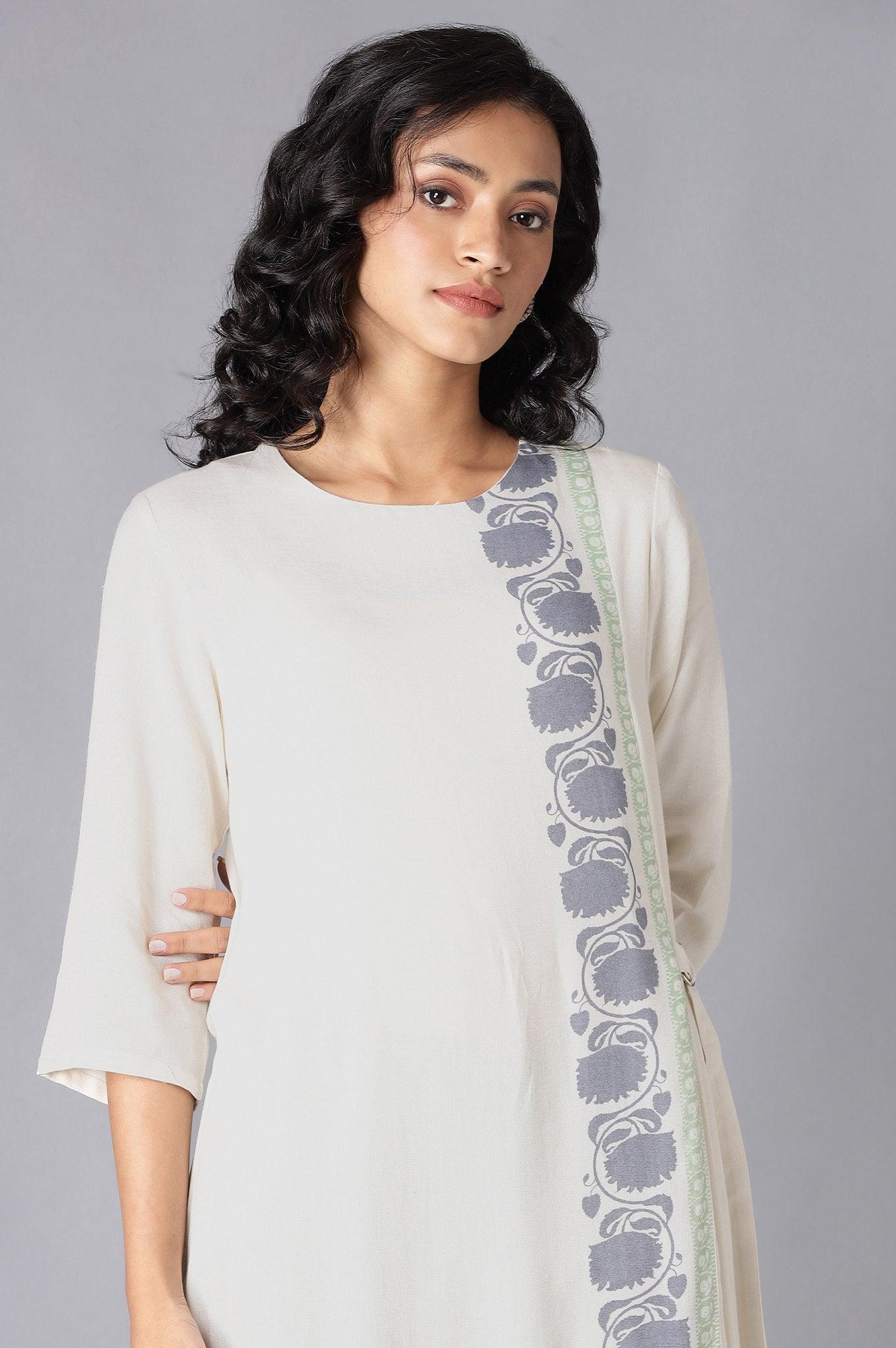 White Printed A-Line kurta - wforwoman