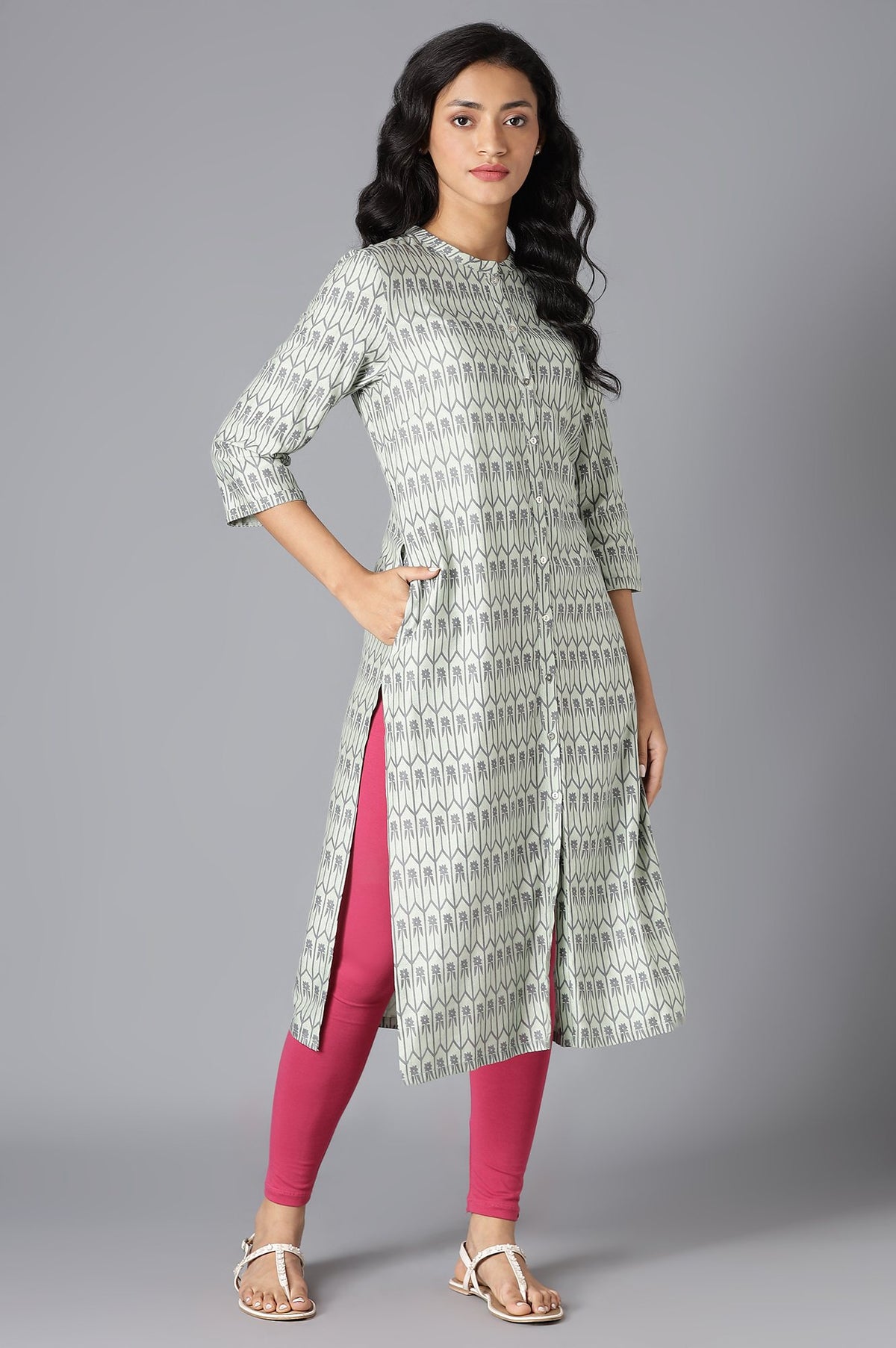 Pistachio Green Printed kurta - XS