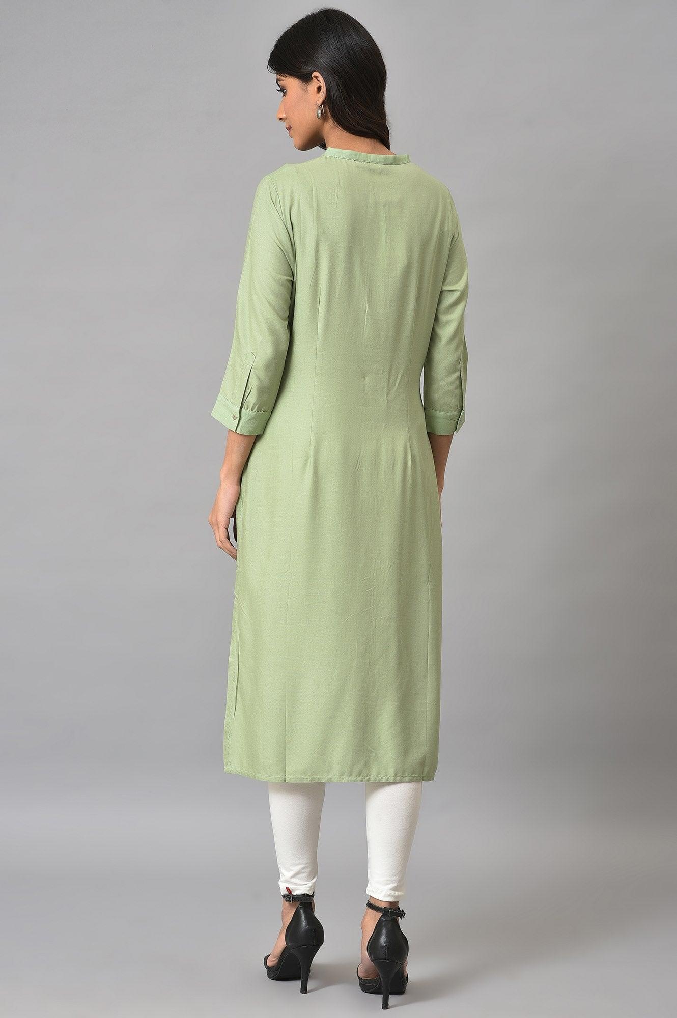 Fern Green Printed kurta - wforwoman