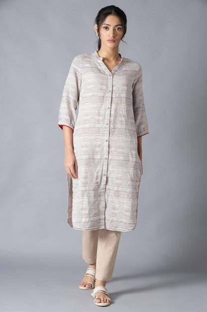 Pristine White Dobby Straight kurta - wforwoman