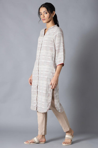 Pristine White Dobby Straight kurta - wforwoman