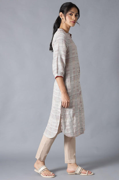 Pristine White Dobby Straight kurta - wforwoman