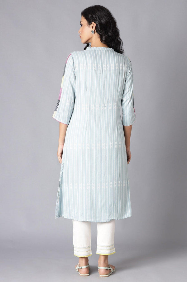 Light Blue Yarn-Dyed Straight kurta