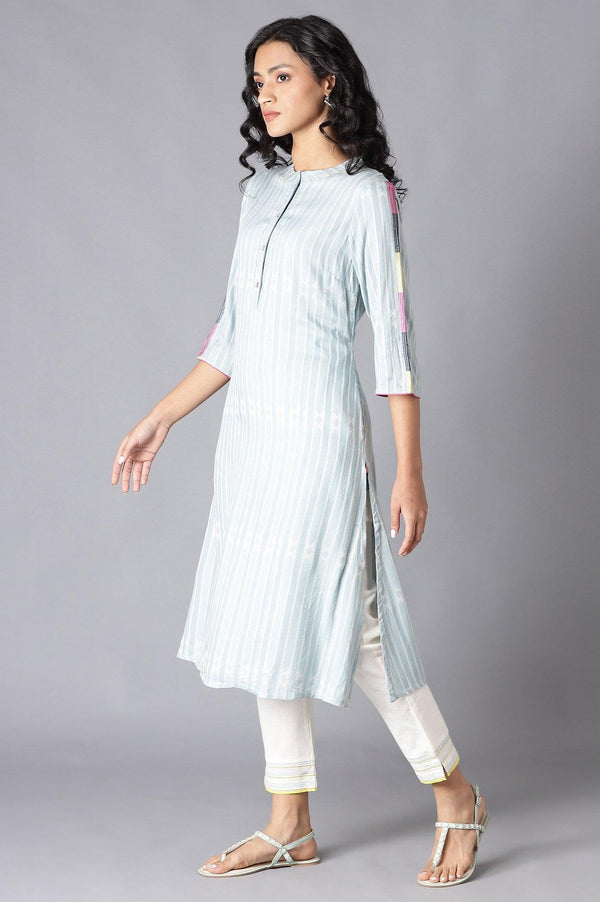 Light Blue Yarn-Dyed Straight kurta