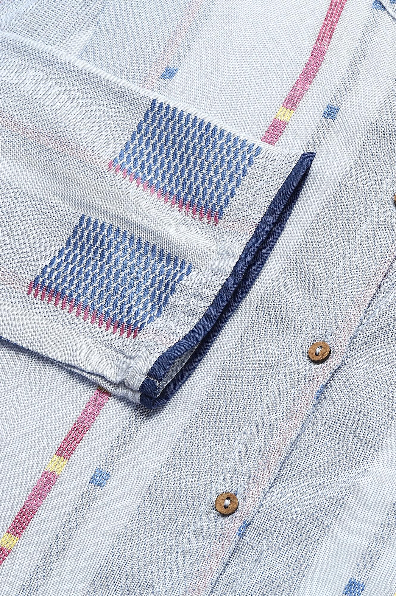 Light Blue Shirt kurta With Front Placket - wforwoman