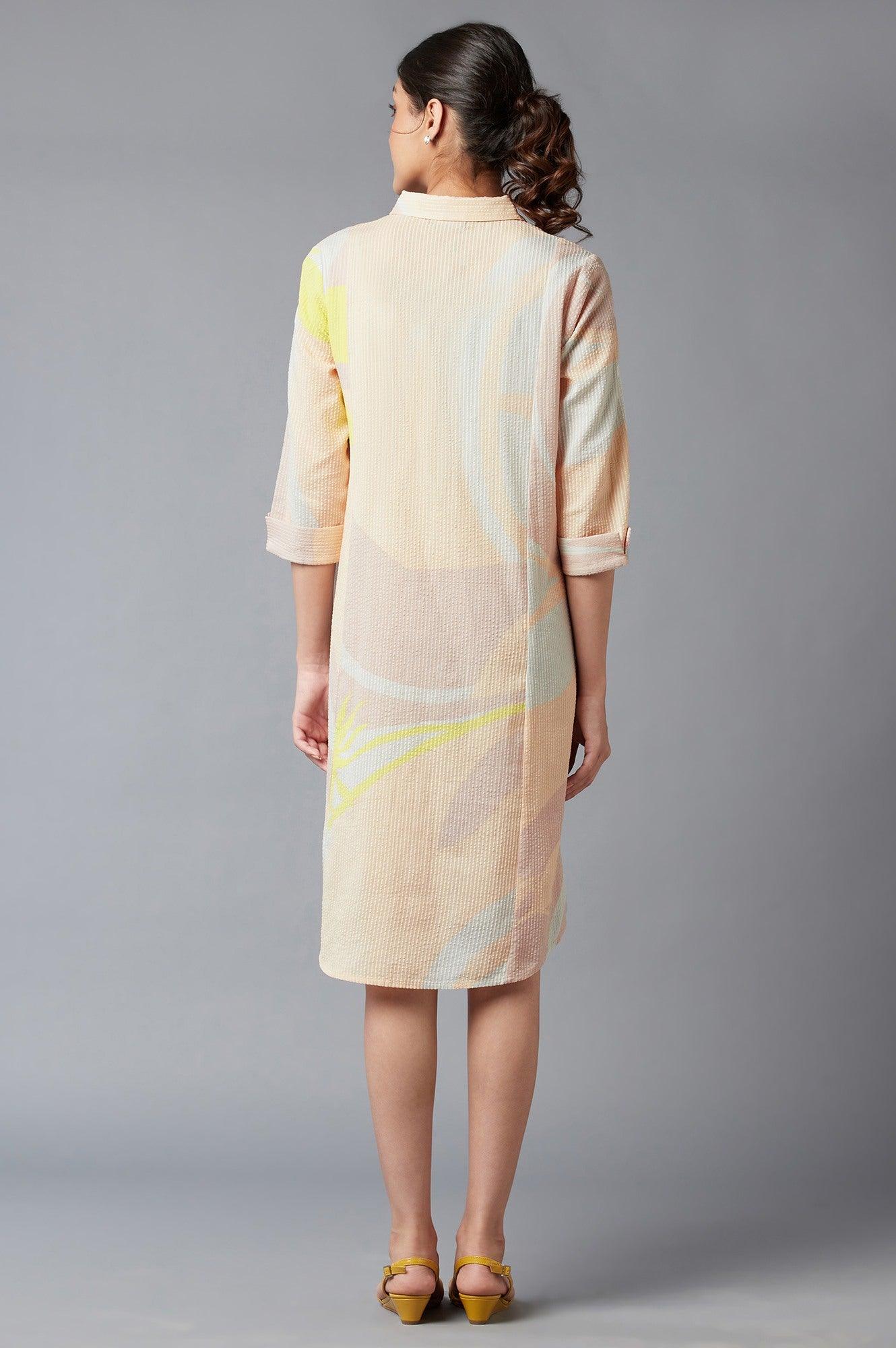 Coral Floral Print Cotton Shirt Dress - wforwoman