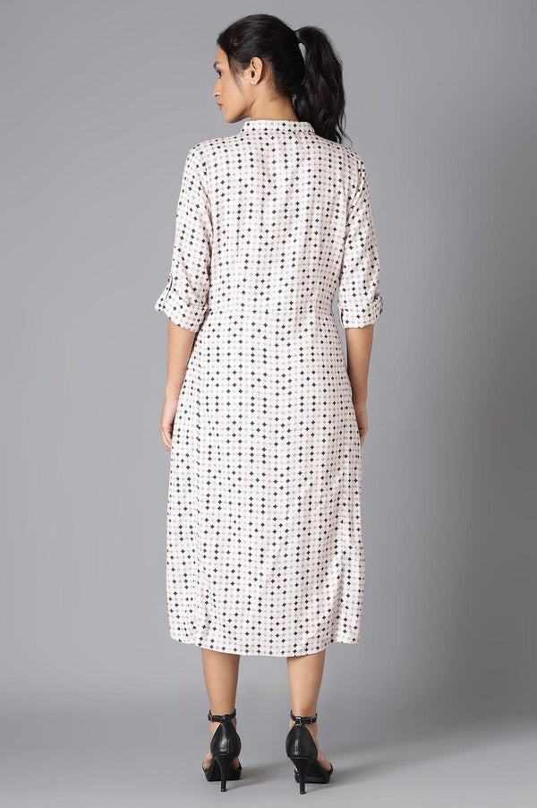 Light Pink Geometric Print Shirt Dress