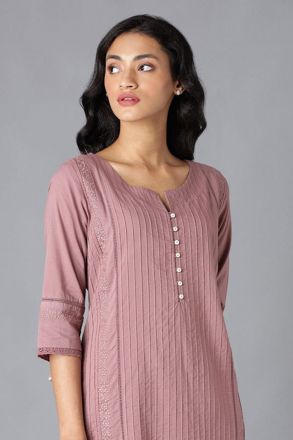 Light Pink Pintuck Cotton kurta