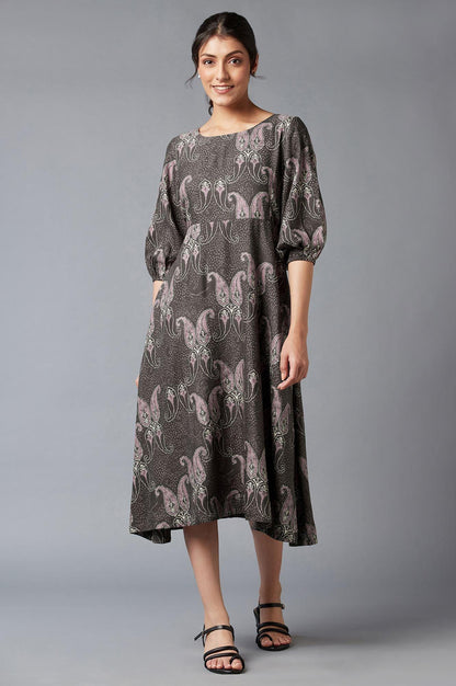 Dark Brown Paisley Print Maxi Dress - wforwoman