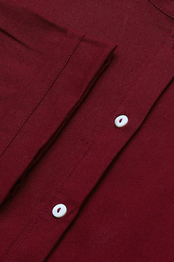 Red Half Placket Shirt kurta