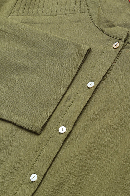 Green Half Placket Shirt kurta