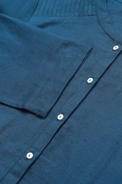 Blue Half Placket Shirt kurta
